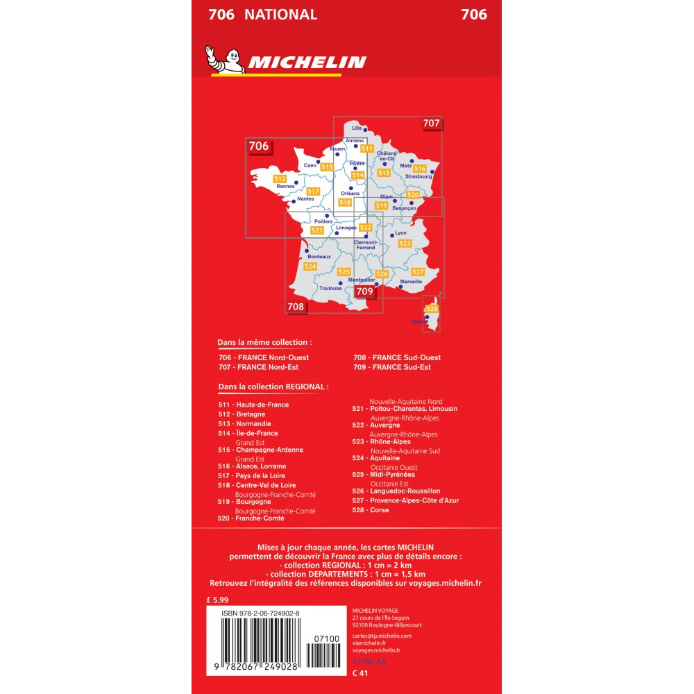 Nordvästra Frankrike 706 Michelin